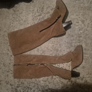 Brown Suede Knee-High Boots